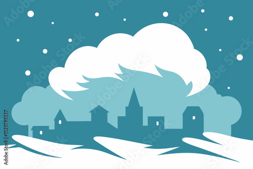 blizzard over town silhouette  .svg