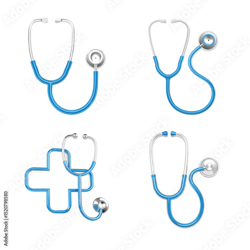 stethoscope and medical icons vector