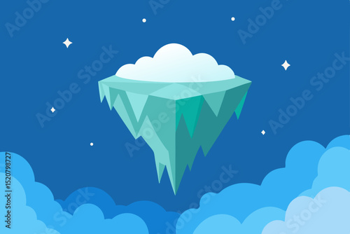 floating ice island in magical sky  .svg