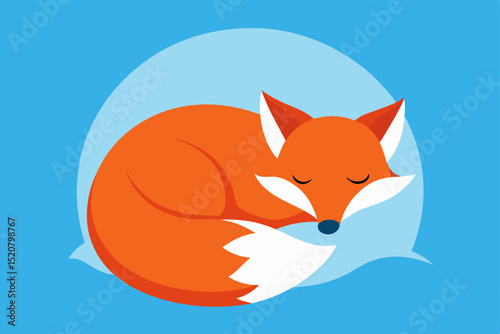 fox curled up in snow den  .svg