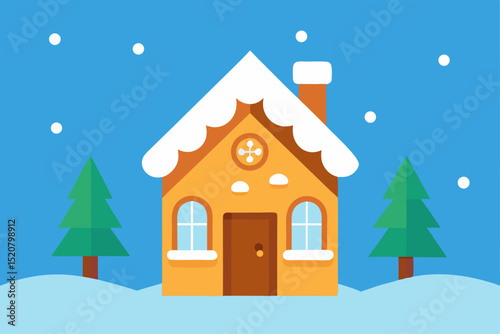 gingerbread house in snowy clearing  .svg