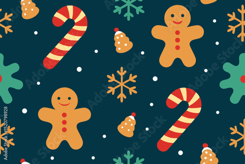 gingerbread cookies  candy canes  and snowflakes p.svg