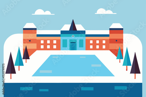ice skating rink in downtown square  .svg