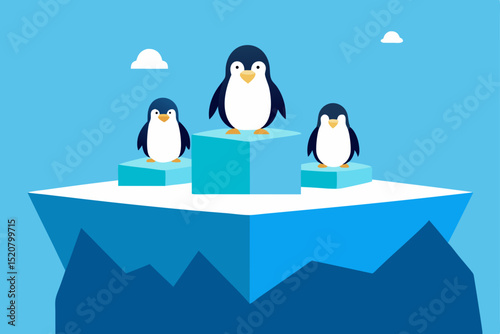 penguins on icy platform  .svg