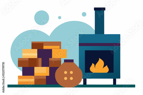 pile of firewood stacked indoors by log burning st.svg