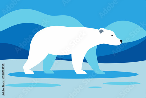 polar bear walking across icy landscape  .svg