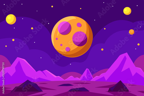 purple alien space planet game cartoon background .svg