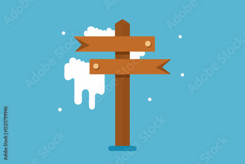 rustic signpost covered in frost and snowflakes  .svg