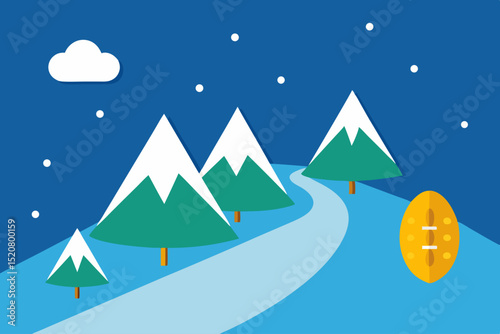 snowshoe trek under falling snow  .svg