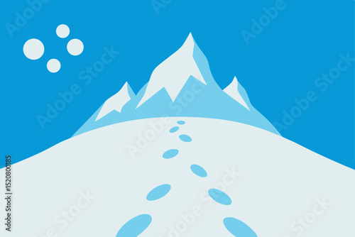 snowy mountain pass with footprints in snow  .svg