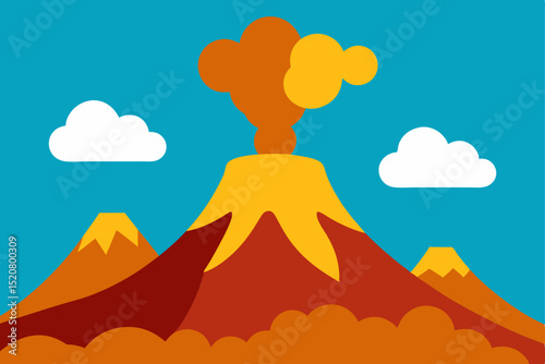 steaming volcanoes  cartoon volcanic background .svg