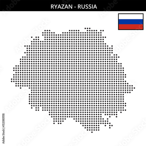Medium dots map of Ryazan in Russia