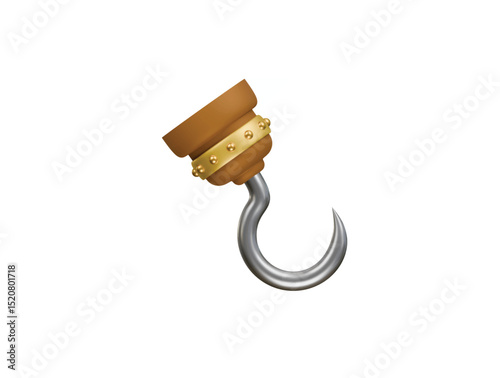 pirate hand hook icon 3d illustration render