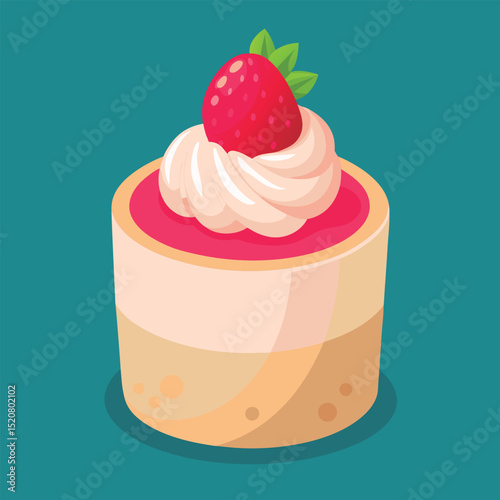 Vector illustration of a Strawberry dessert. delicious treat.