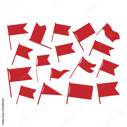 Group of Red Flags on White Background Symbolizing Movement and Solidarity