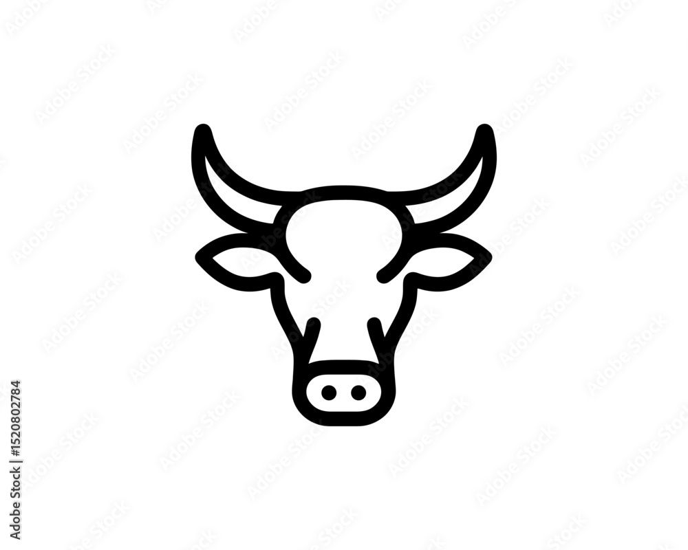 Line cow head illustration in vector logo Line cow head illustration in vector logo