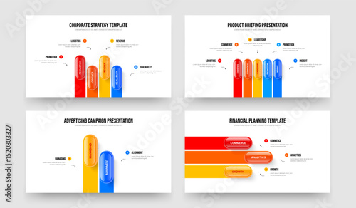 Service Portfolio Four Five Two Three Option Infographic Frame Template Vector Illustration Collection. Modern Visualization 4 5 2 3 Element Diagram Slide Layout Bundle.