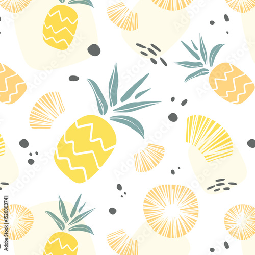 Seamless pineapple pattern for textile fabric or wallpaper backgrounds