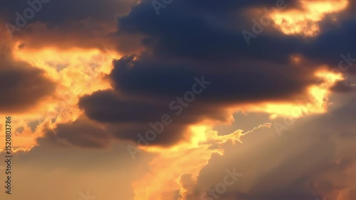 Orange Clouds Rolling Over Sunset Sky In Cinematic Time Lapse