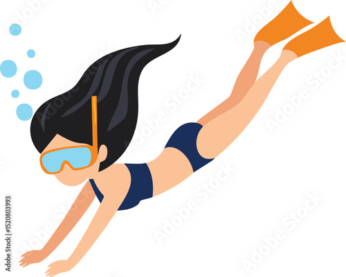 vector illustration of a woman doing diving water