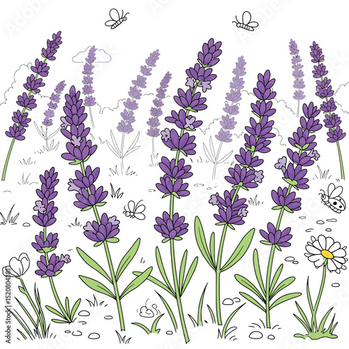 Seamless Monochrome Floral Pattern. Hand Drawn Floral Texture, Decorative Flowers, Coloring Book.