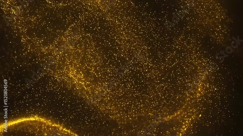 Abstract Golden Dust Flowing In Dark Void With Magical Energy Movement
