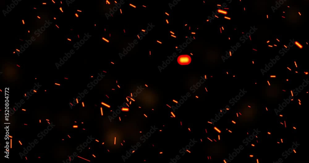 
Realistic surreal ember fire dust slowly rising up on black bg 4K. Grunge dark fire sparks flying isolated. Overlay spark tiny flake burning animation. Hell rising burst inferno. Fire burst dust move
