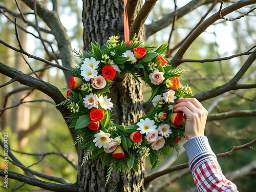 woman picking wreath flowers