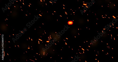
Realistic surreal ember fire dust slowly rising up on black bg 4K. Grunge dark fire sparks flying isolated. Overlay spark tiny flake burning animation. Hell rising burst inferno. Fire burst dust move