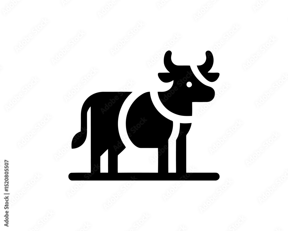 Fototapeta premium Full body cow logo in silhouette style