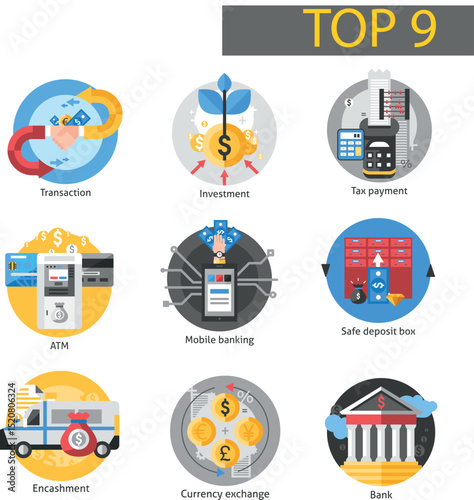Modern economy symbol set for UI, websites, and corporate presentations