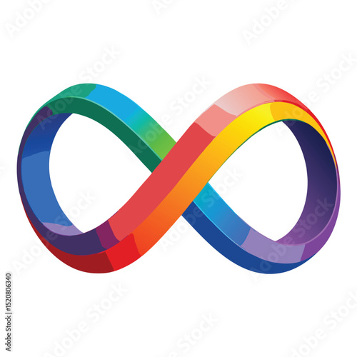 Colorful Infinity Symbol Illustration Gradient Effect with Rainbow Colors on a White Background