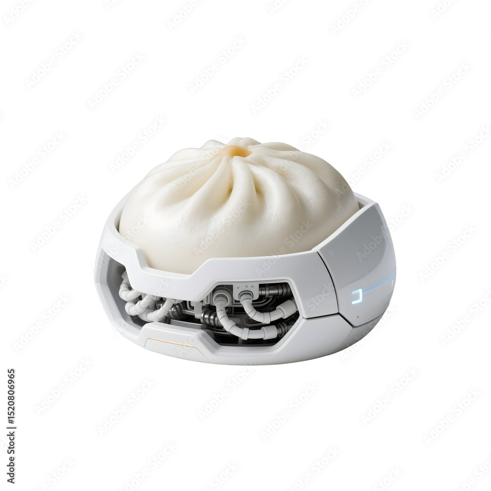 Fototapeta premium bao bun with soft external shield and mechanical tendrils inside 