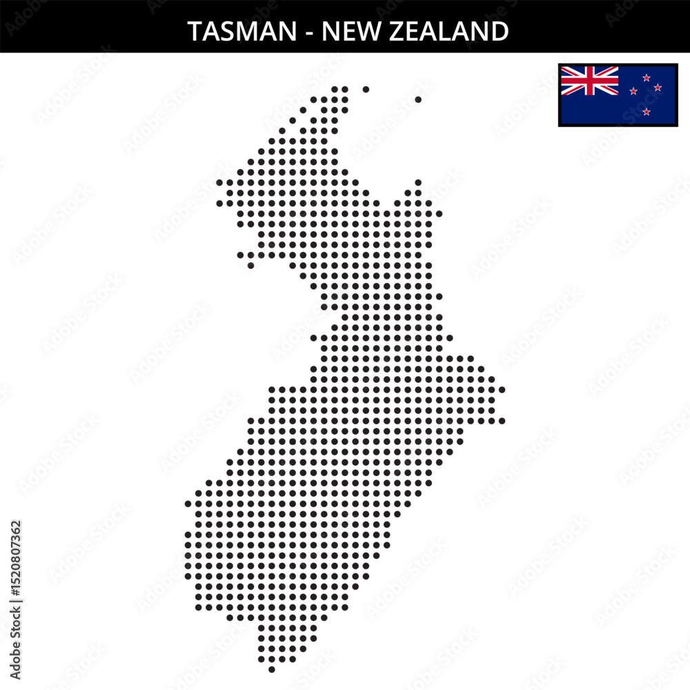 Fototapeta premium Medium dots map of tasman in New Zealand