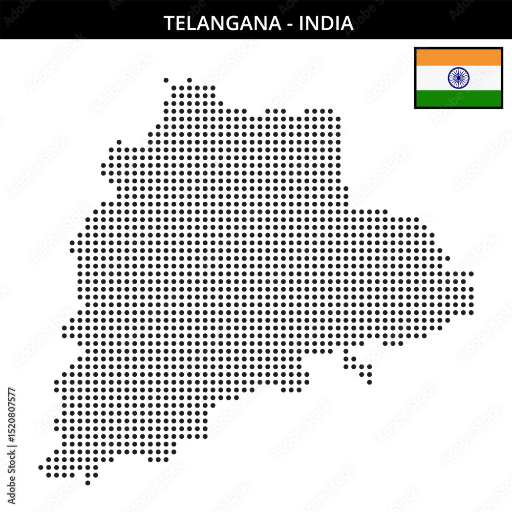Obraz premium Medium dots map of telangana in India