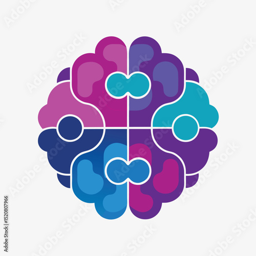 Connected Colorful Shapes Forming a Round Design Teamwork, Unity, and Interlocking Elements