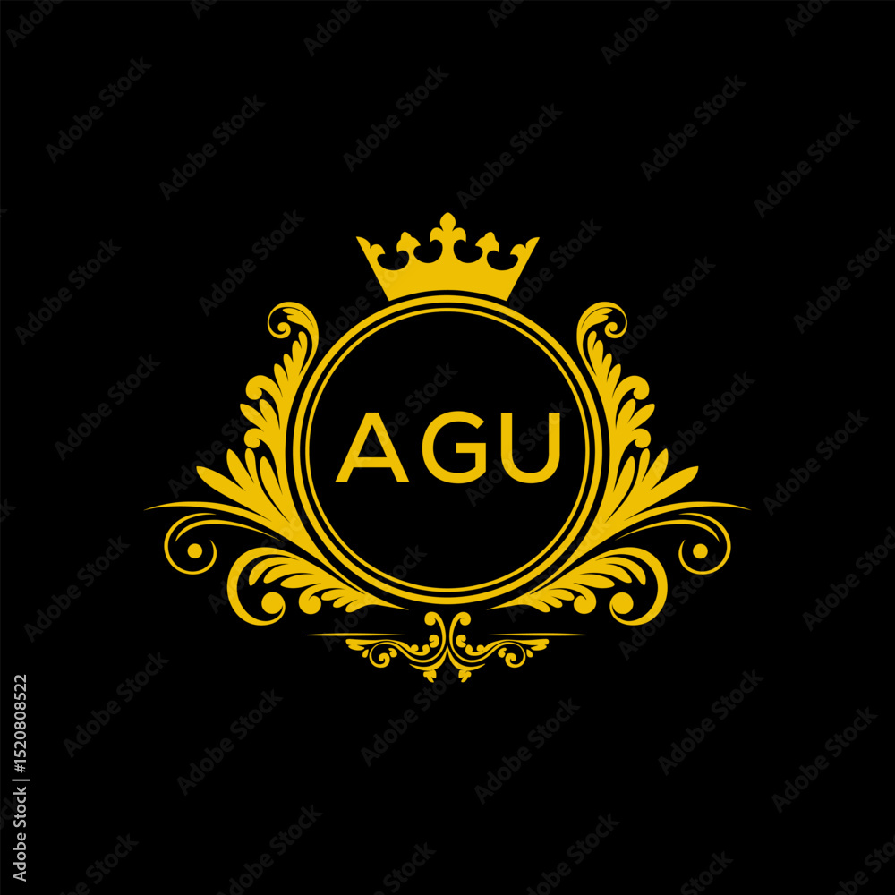 Naklejka premium Initial AGU Letter Linked Logo for business and company identity. Modern AGU Letter Logo Vector Template with modern trendy golden logo.