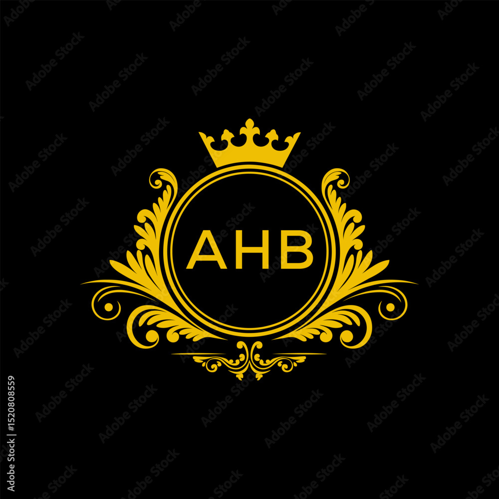 Fototapeta premium Initial AHB Letter Linked Logo for business and company identity. Modern AHB Letter Logo Vector Template with modern trendy golden logo. 