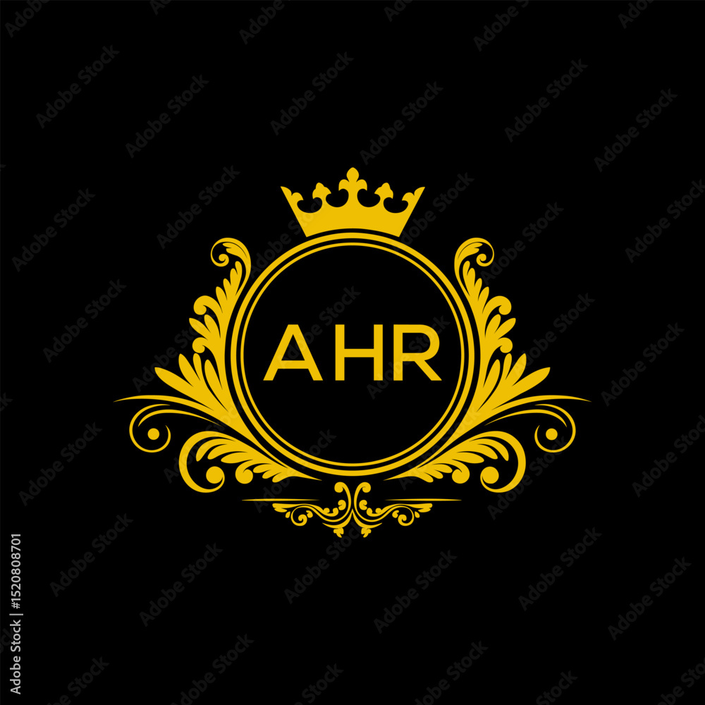 Fototapeta premium Initial AHR Letter Linked Logo for business and company identity. Modern AHR Letter Logo Vector Template with modern trendy golden logo. 