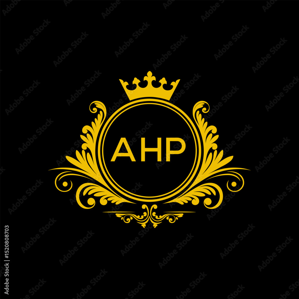Fototapeta premium Initial AHP Letter Linked Logo for business and company identity. Modern AHP Letter Logo Vector Template with modern trendy golden logo. 