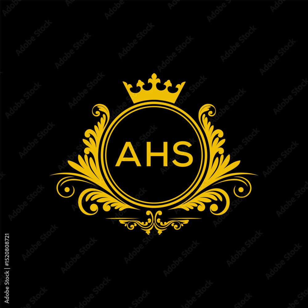 Fototapeta premium Initial AHS Letter Linked Logo for business and company identity. Modern AHS Letter Logo Vector Template with modern trendy golden logo. 