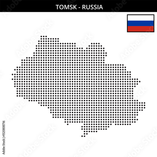 Medium dots map of Tomsk in Russia