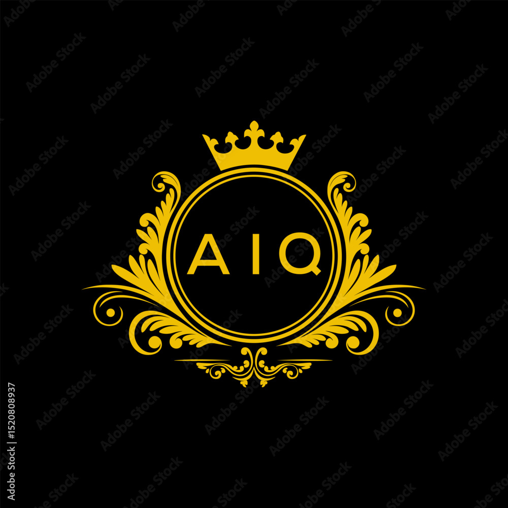 Fototapeta premium Initial AIQ Letter Linked Logo for business and company identity. Modern AIQ Letter Logo Vector Template with modern trendy golden logo. 