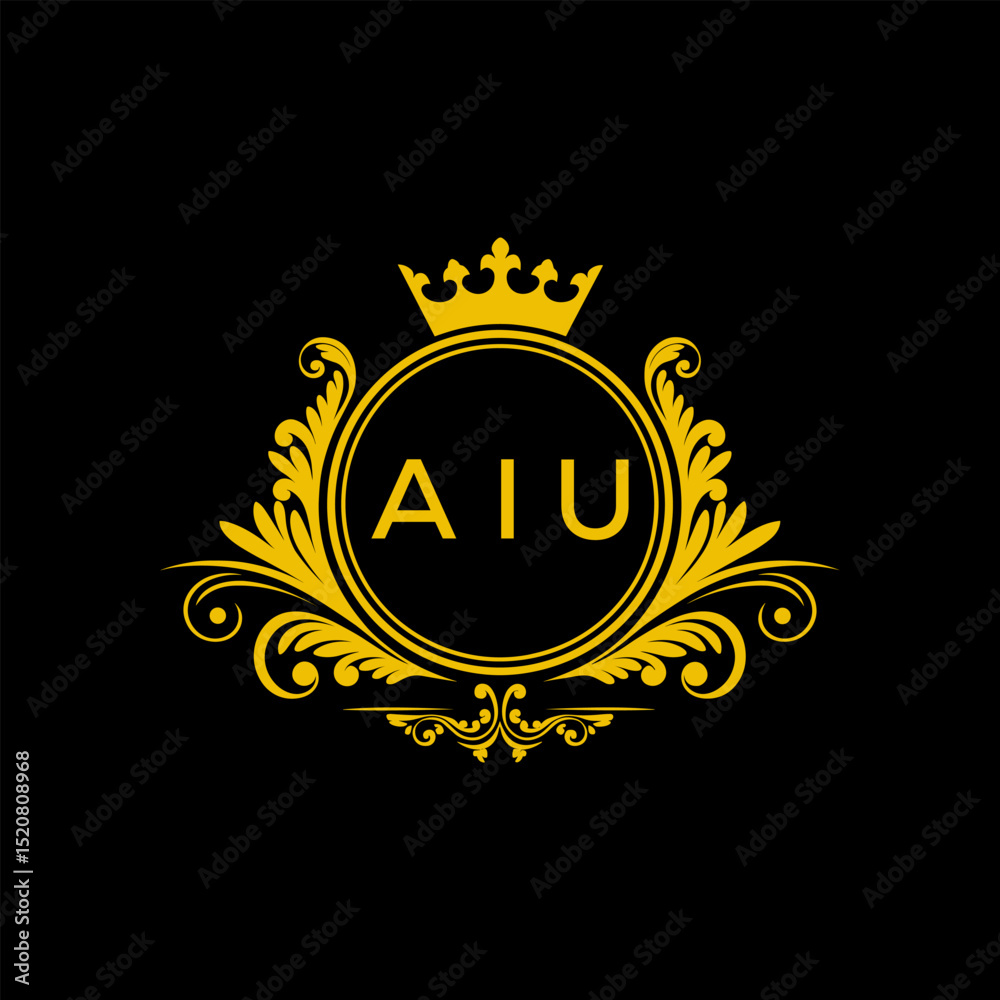 Fototapeta premium Initial AIU Letter Linked Logo for business and company identity. Modern AIU Letter Logo Vector Template with modern trendy golden logo. 