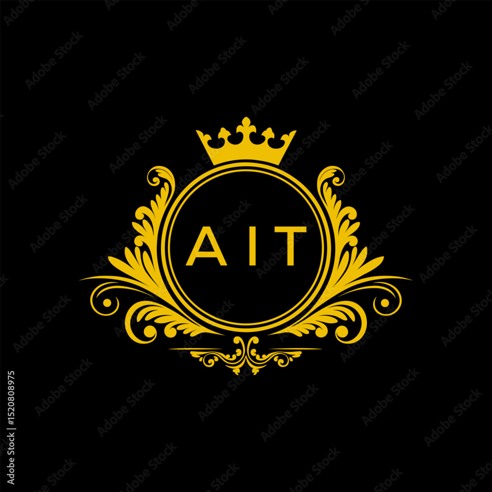 Naklejka premium Initial AIT Letter Linked Logo for business and company identity. Modern AIT Letter Logo Vector Template with modern trendy golden logo. 