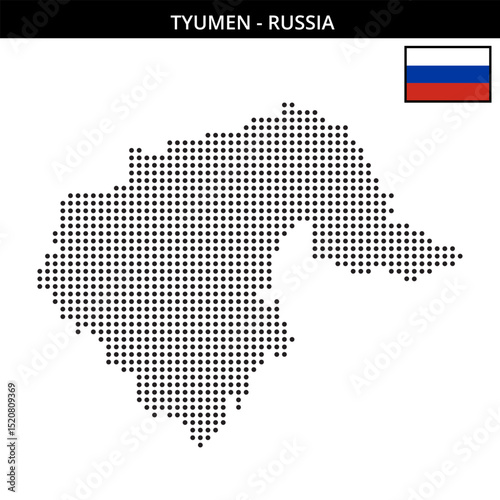 Medium dots map of Tyumen in Russia