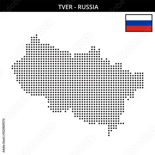 Medium dots map of Tver in Russia