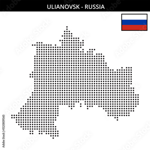 Medium dots map of Ulianovsk in Russia