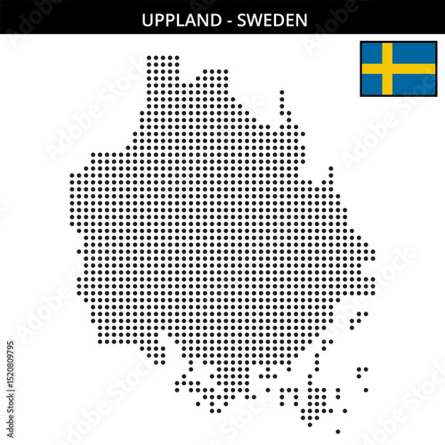 Medium dots map of Uppland in Sweden
