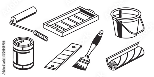 Home Renovation Tools Icon Set  Solid Style DIY & Maintenance Symbols for Home Improvement Projects